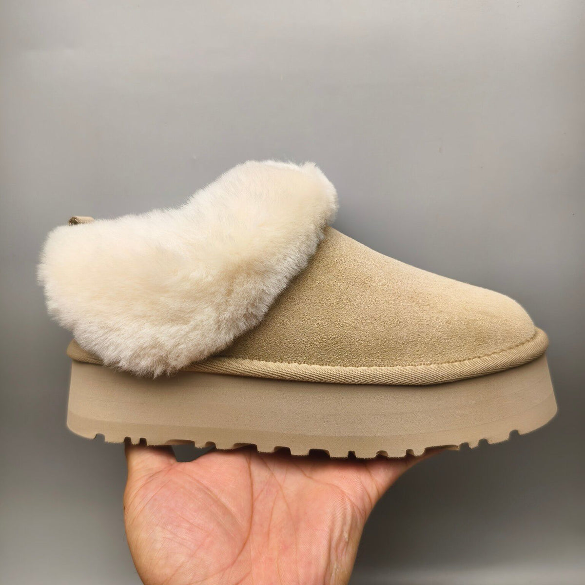 1393 Chunky Sole Suede Slip-On Lazy Shoes – Sand (In Stock)