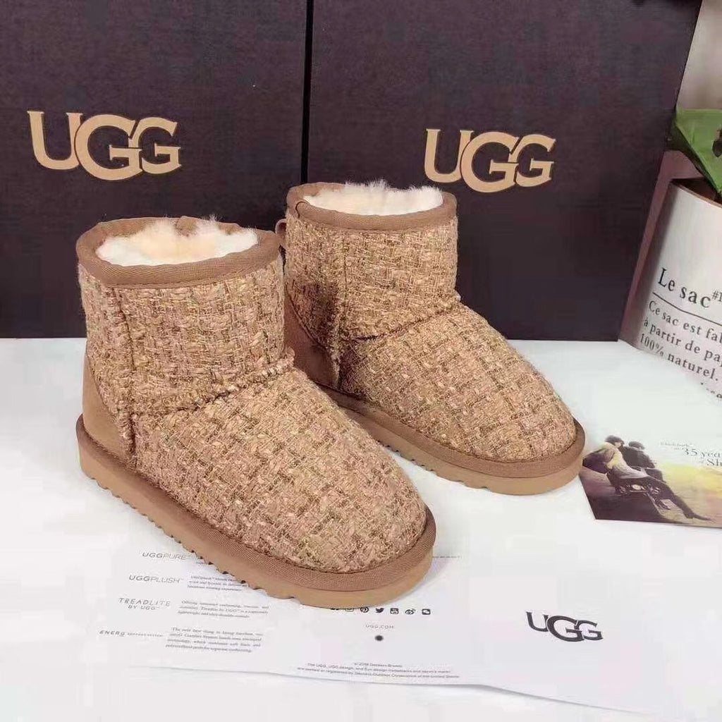 5854 Kids Chanel-Style Snow Boots – Fragrant Chestnut (New Arrival)