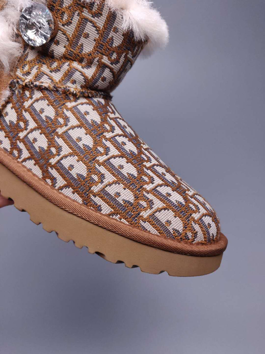 6554 Dior-Inspired Textured Boots – Chestnut (In Stock)