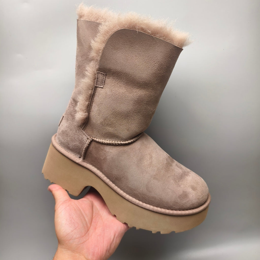 1533 Wedge Chunky Mid-Calf Fashion Boots – Walnut (In Stock)