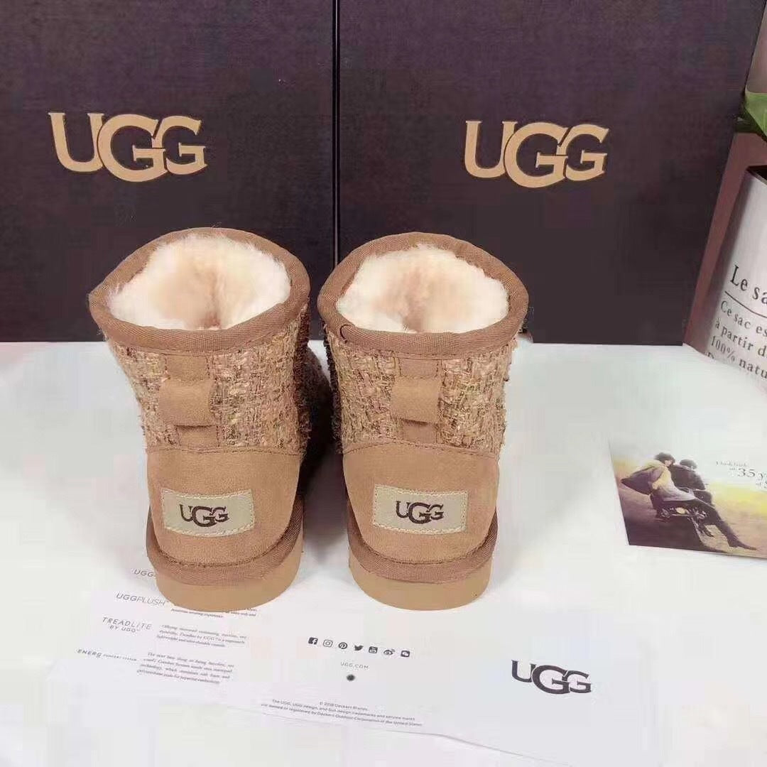 5854 Kids Chanel-Style Snow Boots – Fragrant Chestnut (New Arrival)
