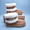 5410 Curly Fur Big Logo Mid-Top Trendy Boots – Chestnut (In Stock)