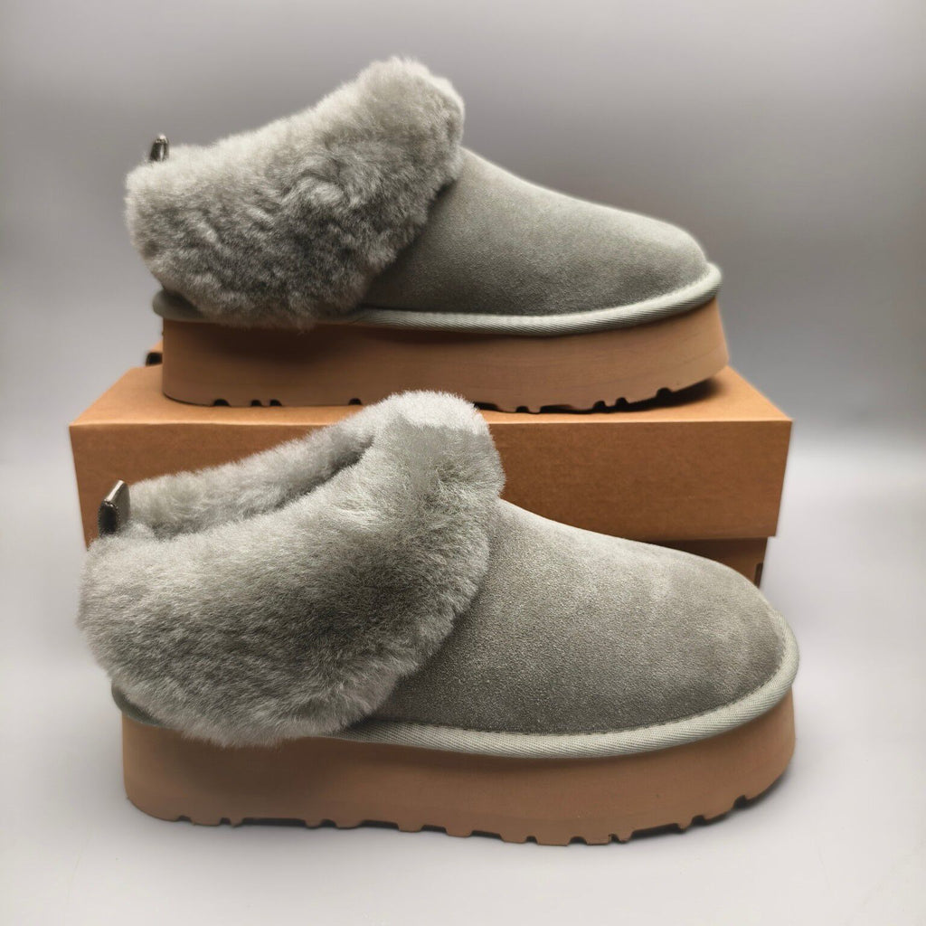 1393 Chunky Sole Suede Slip-On Lazy Shoes – Green (In Stock)