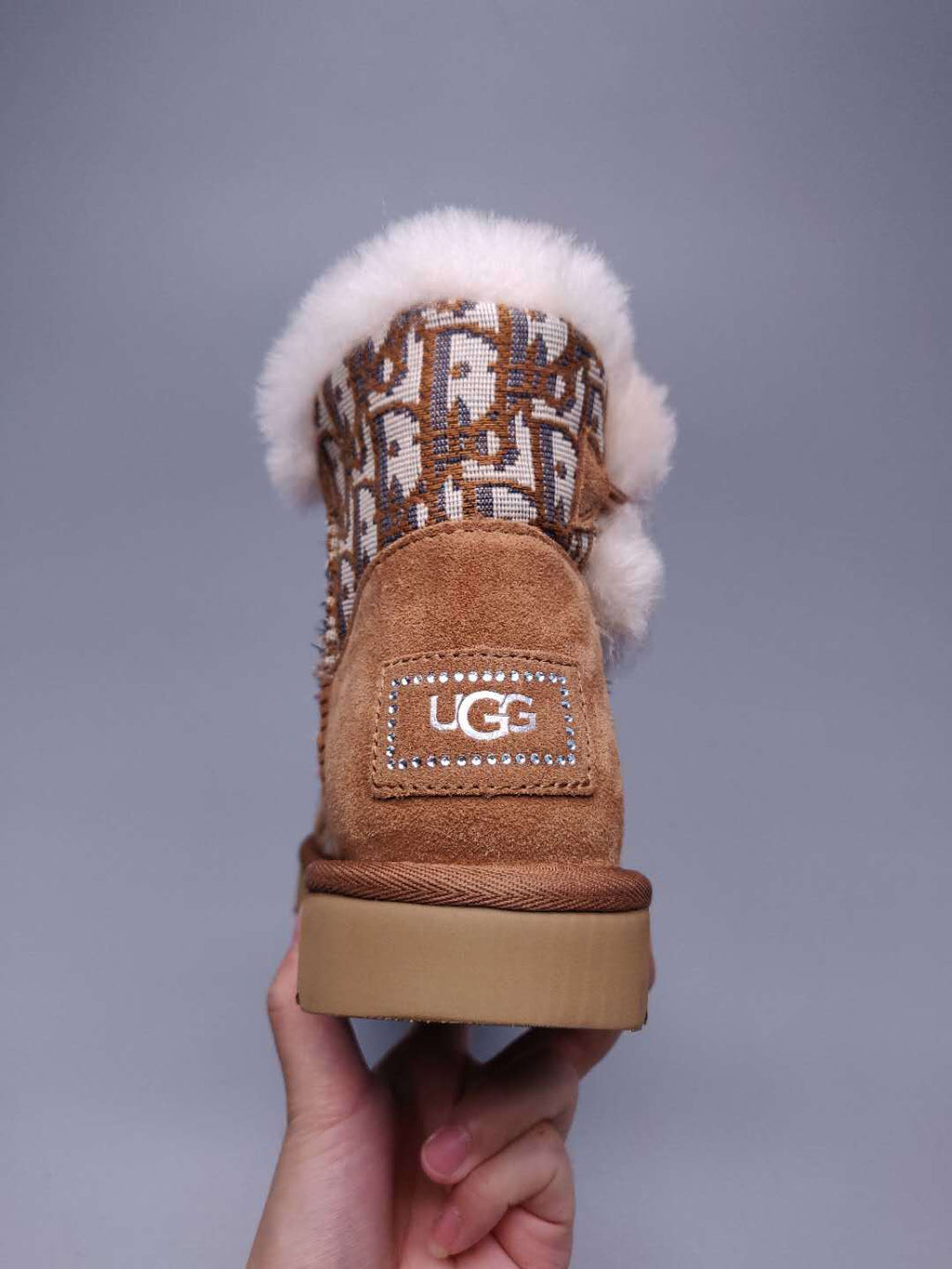 6554 Dior-Inspired Textured Boots – Chestnut (In Stock)