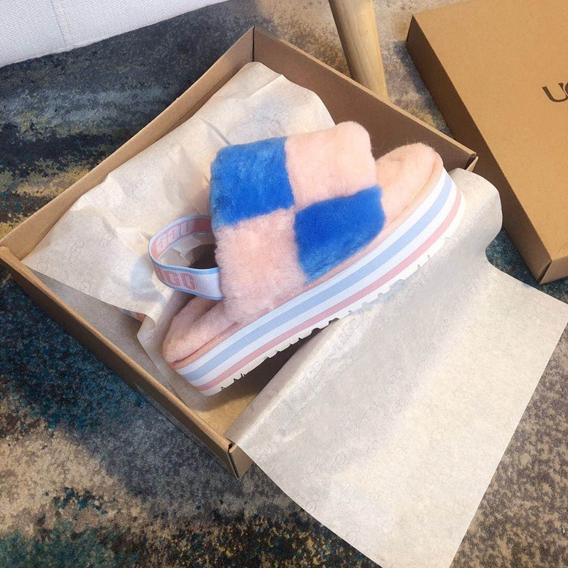 3490 Platform Fuzz Sandals – Pink Colorblock (In Stock)