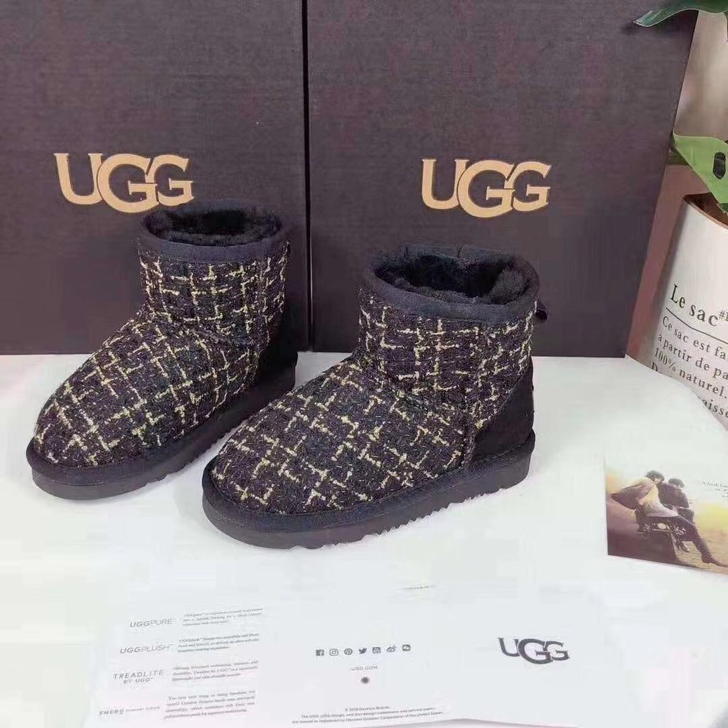 5854 Kids Chanel-Style Snow Boots – Fragrant Black (New Arrival)