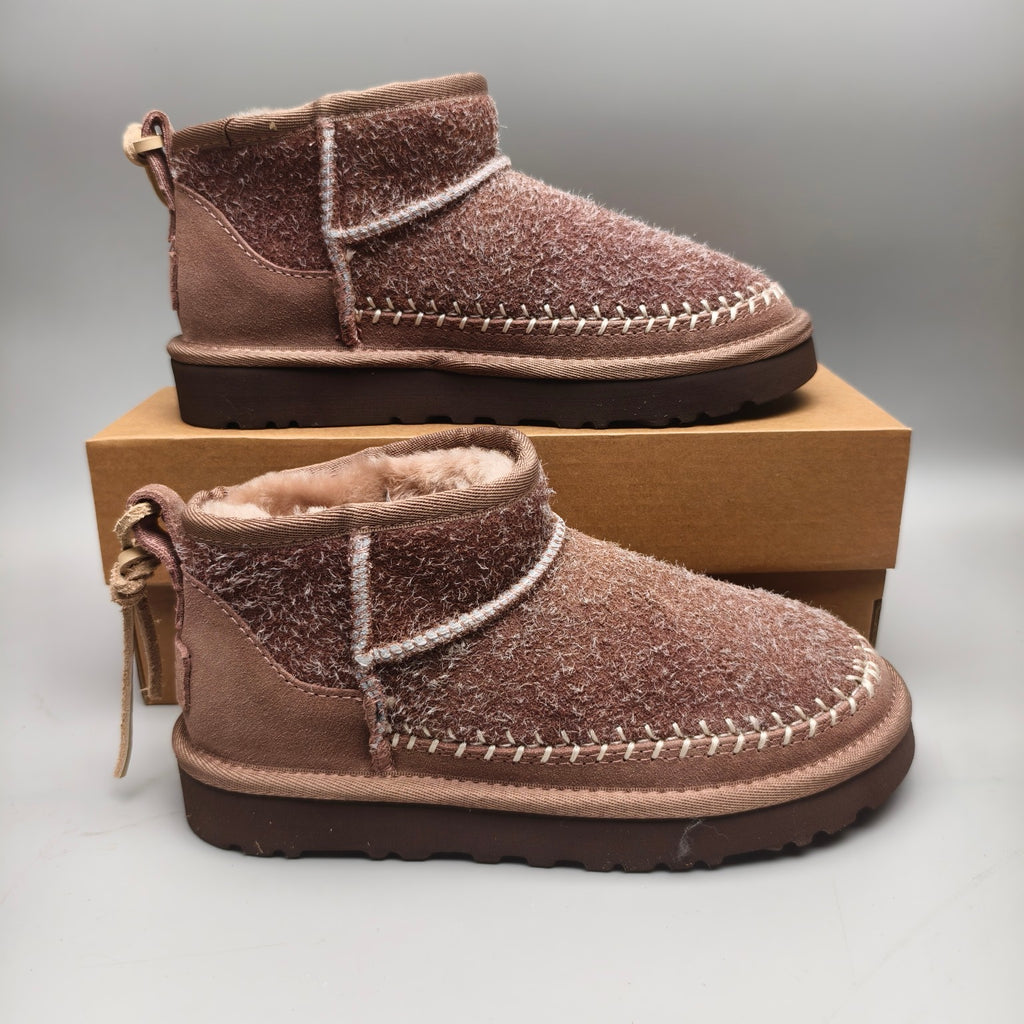 1538 Suede Back Strap Boots – Brown (In Stock)