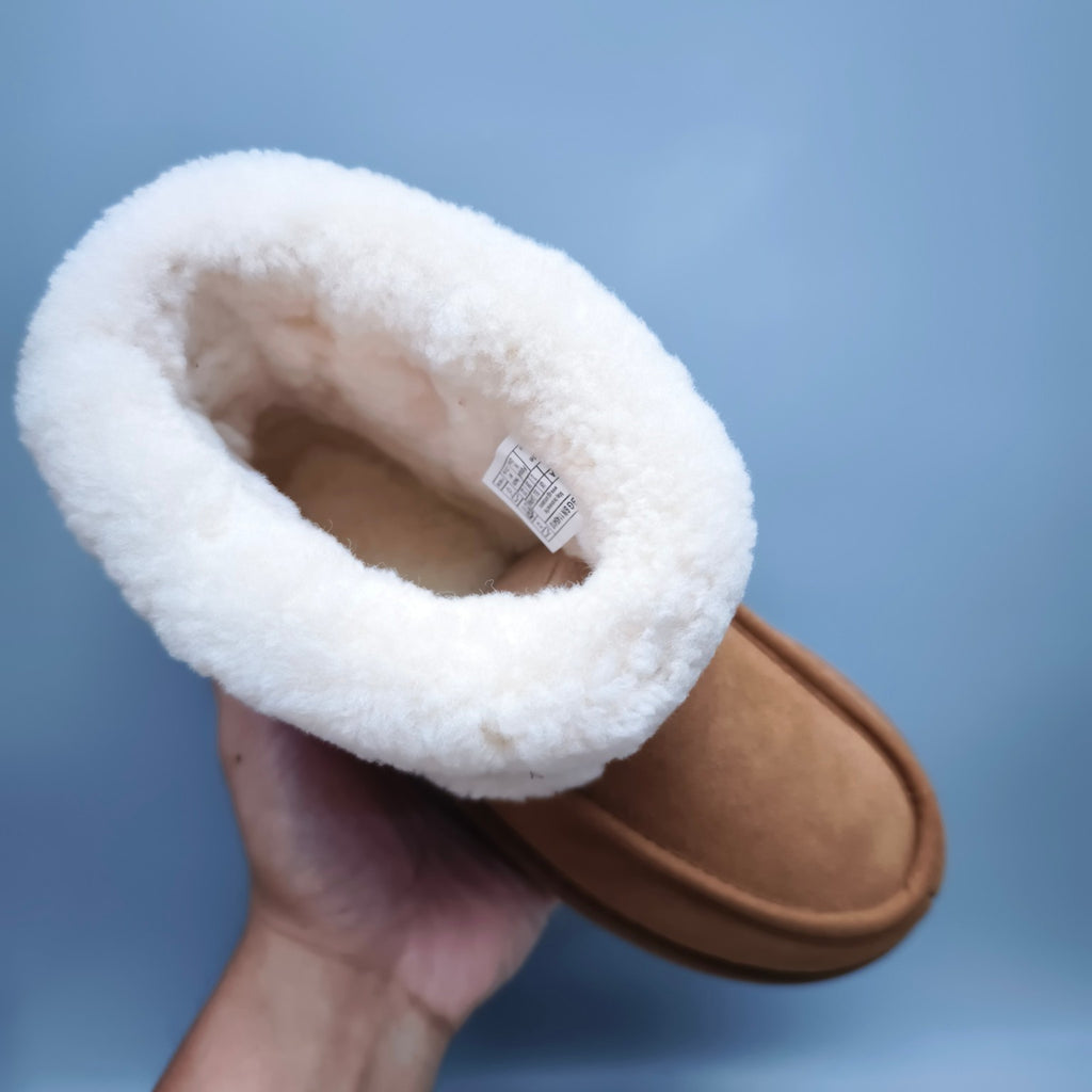 5410 Curly Fur Big Logo Mid-Top Trendy Boots – Chestnut (In Stock)