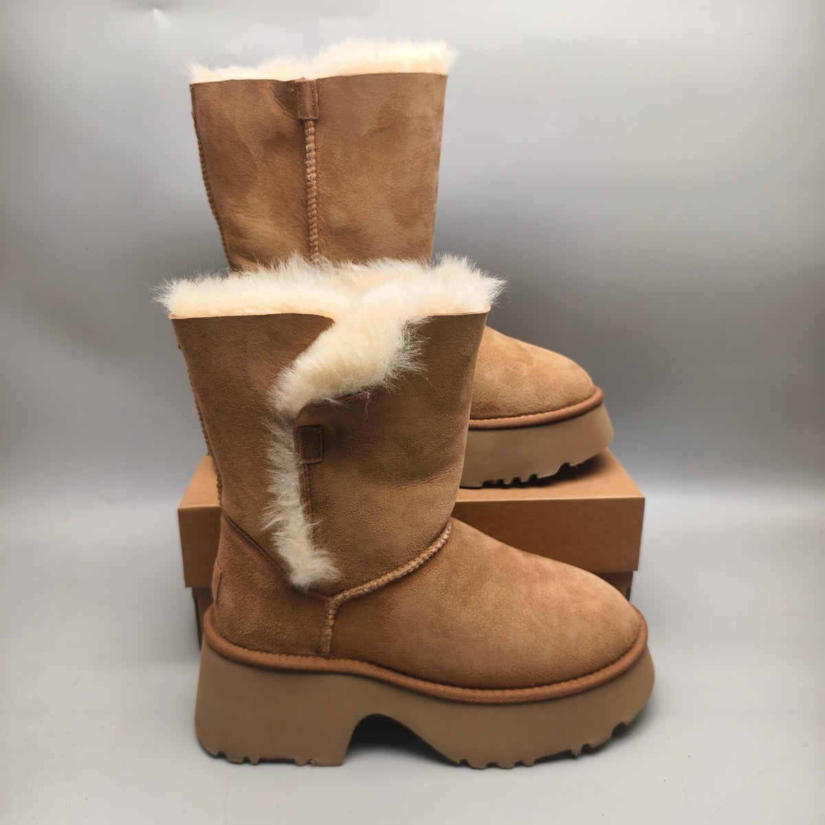 1533 Wedge Chunky Mid-Calf Fashion Boots – Chestnut (In Stock)