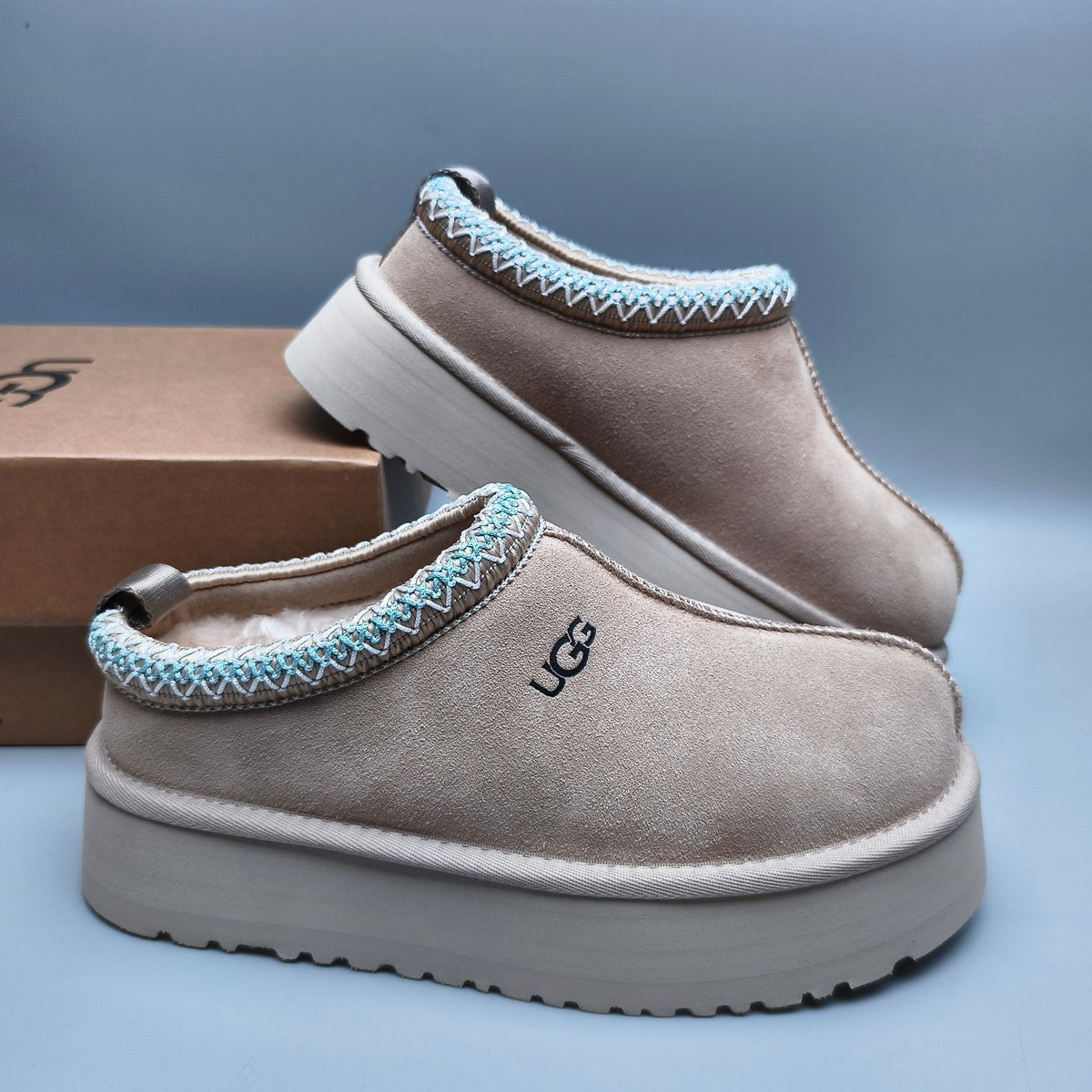 2553 Ethnic-Inspired Chunky Sole Casual Shoes – Beige (Style 2130, In Stock)