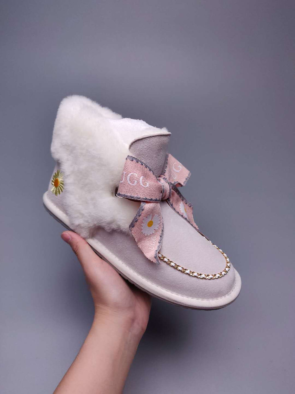 7888 Daisy Chain Ribbon Boots – Milkshake White (In Stock)
