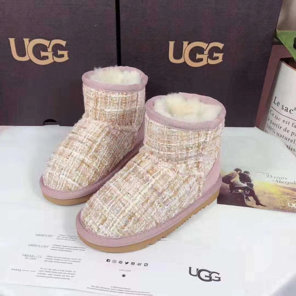 5854 Kids Chanel-Style Snow Boots – Fragrant Pink (New Arrival)
