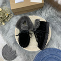 3090 Fluffy Lace-Up Ankle Boots – Black (In Stock)