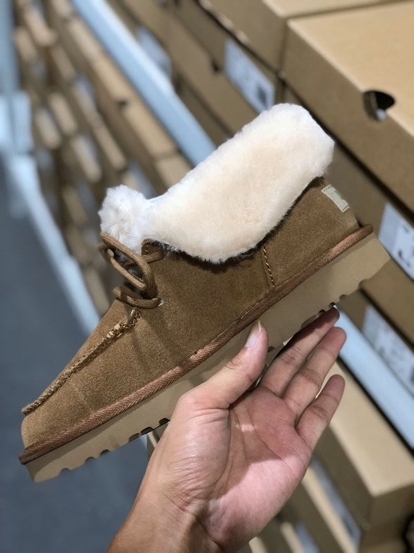 3090 Fluffy Lace-Up Ankle Boots – Chestnut (In Stock)