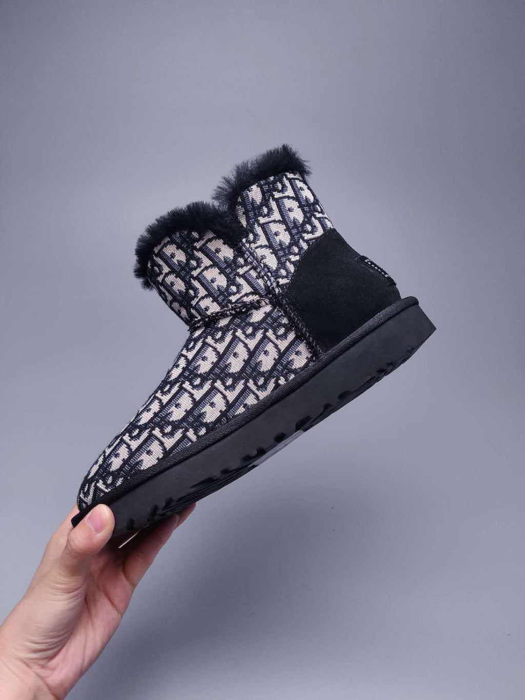 6554 Dior-Inspired Textured Boots – Black (In Stock)