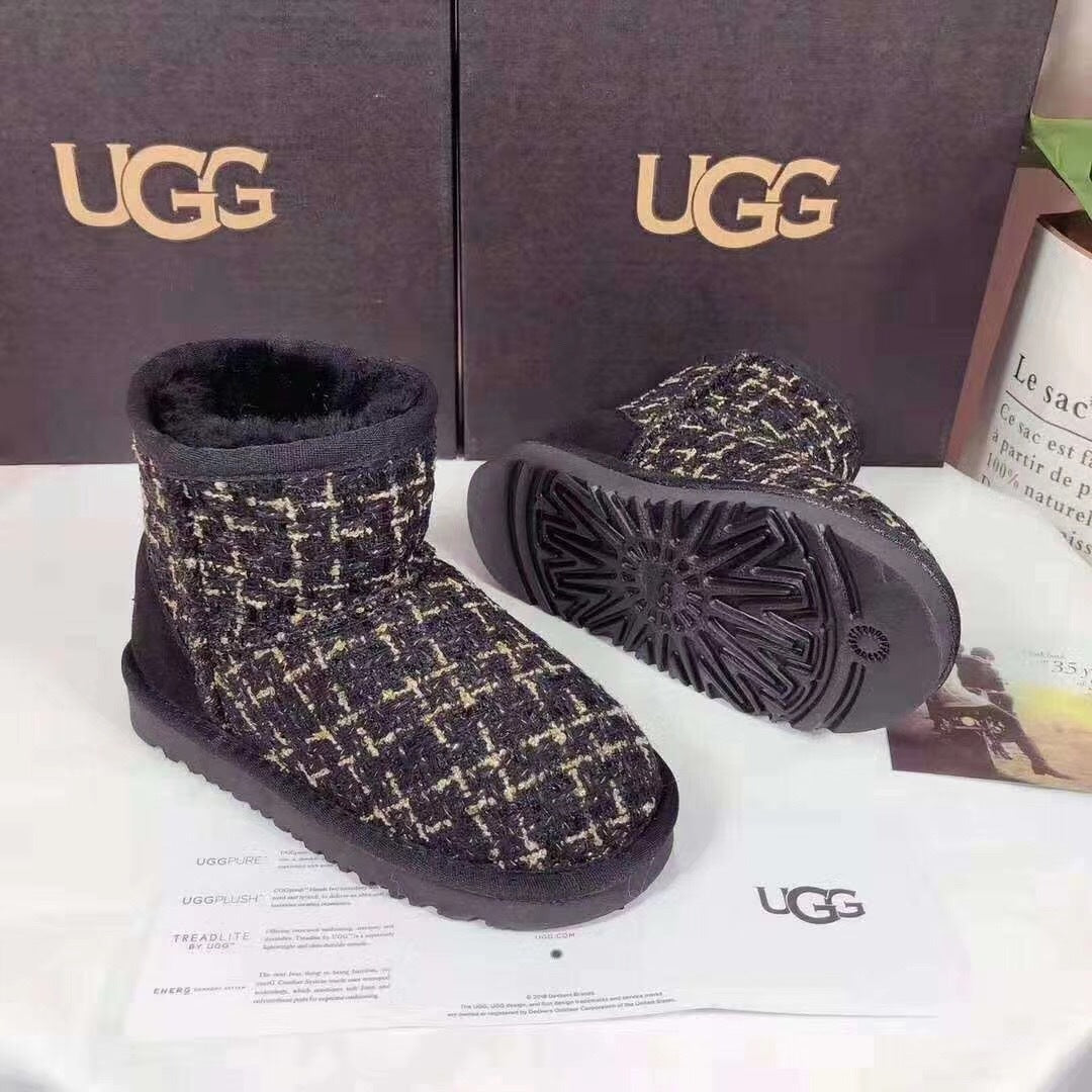 5854 Kids Chanel-Style Snow Boots – Fragrant Black (New Arrival)