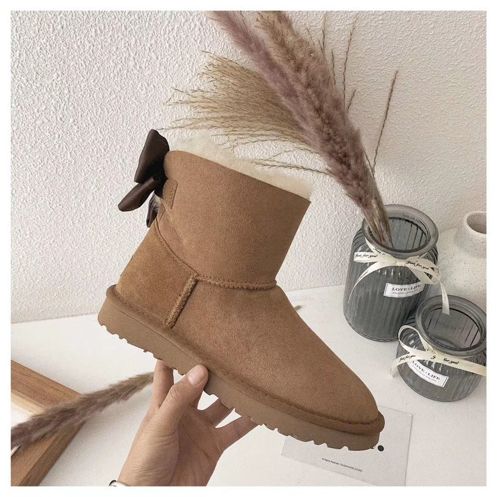 3130 Chic Bow Detail Ankle Boots – Chestnut (In Stock)