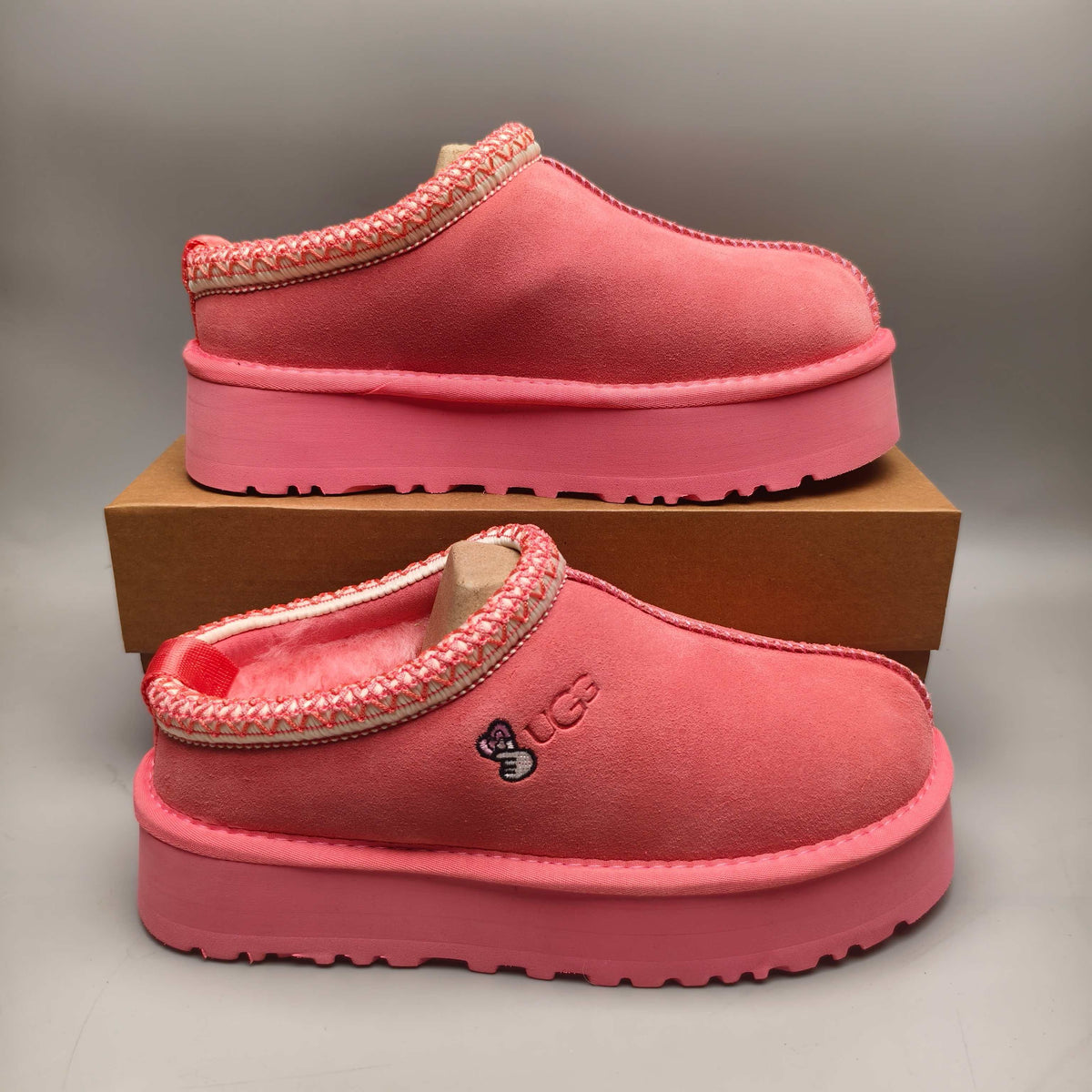 2553 Ethnic-Inspired Chunky Sole Casual Shoes – Rose Red (Style 2130, In Stock)
