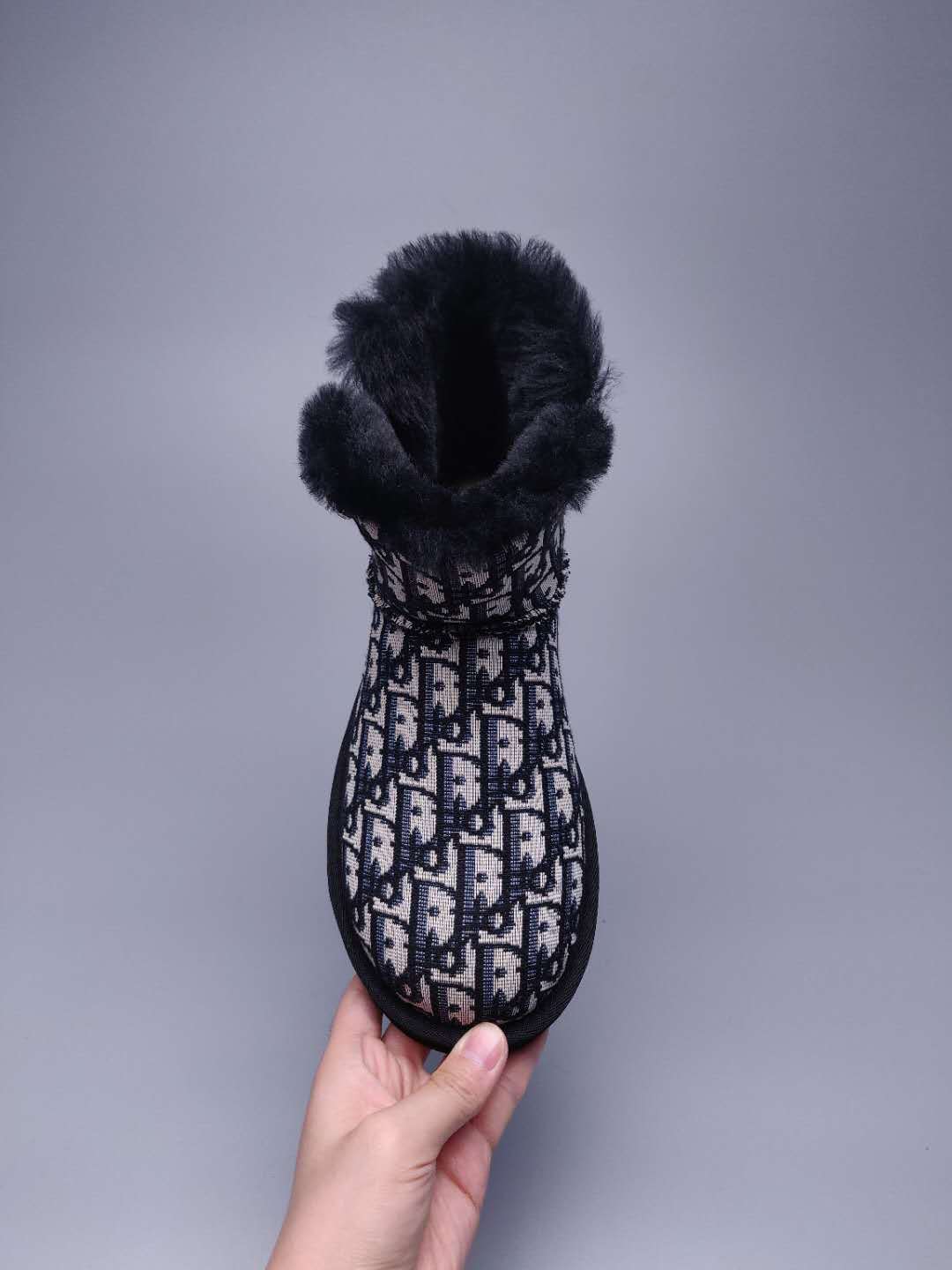 6554 Dior-Inspired Textured Boots – Black (In Stock)