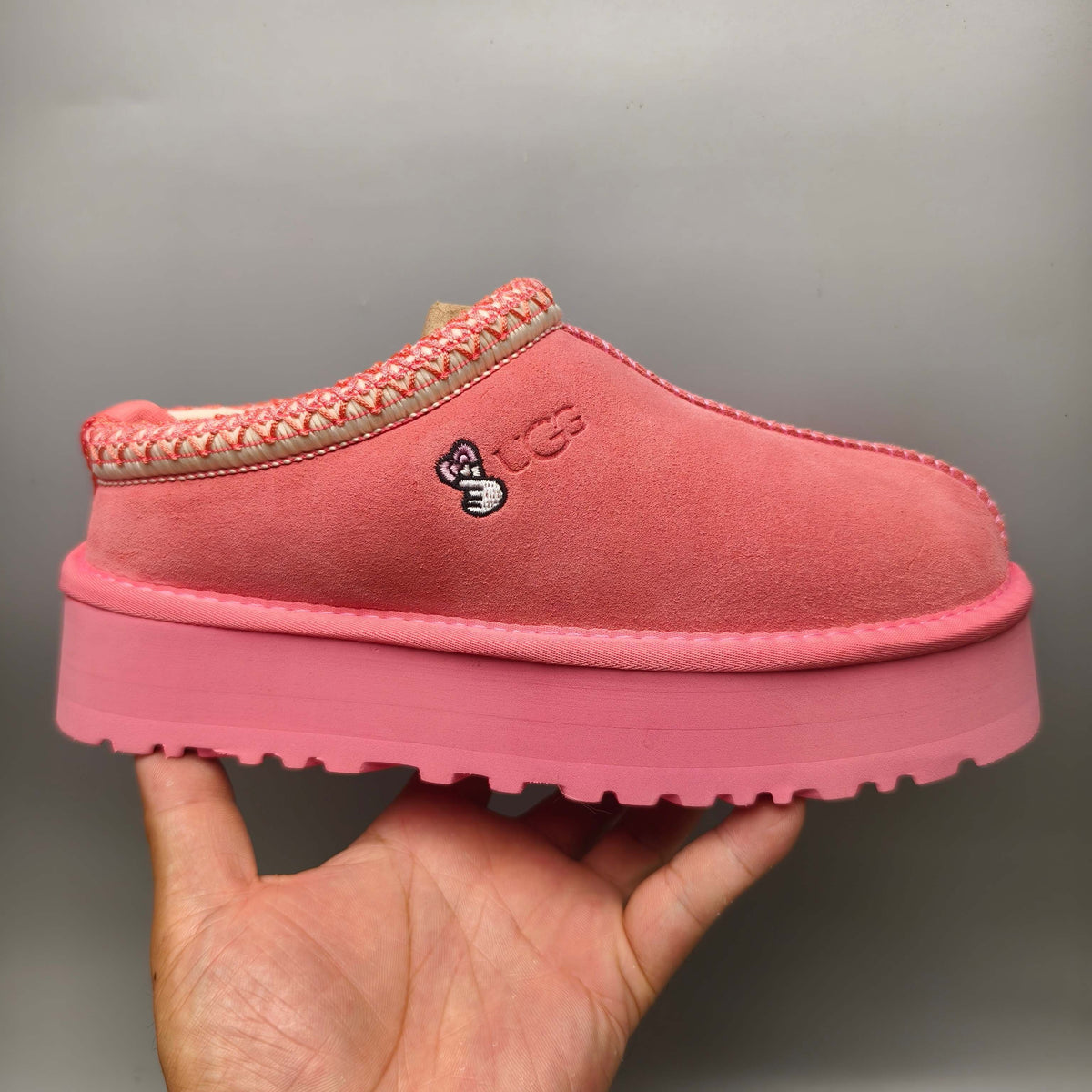 2553 Ethnic-Inspired Chunky Sole Casual Shoes – Rose Red (Style 2130, In Stock)