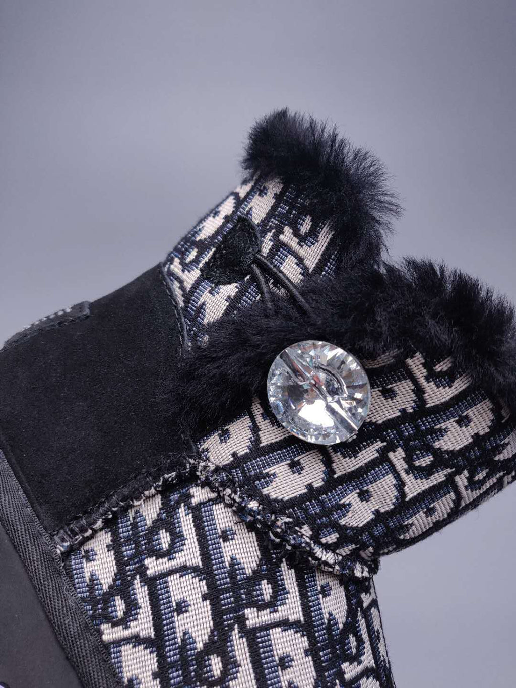 6554 Dior-Inspired Textured Boots – Black (In Stock)