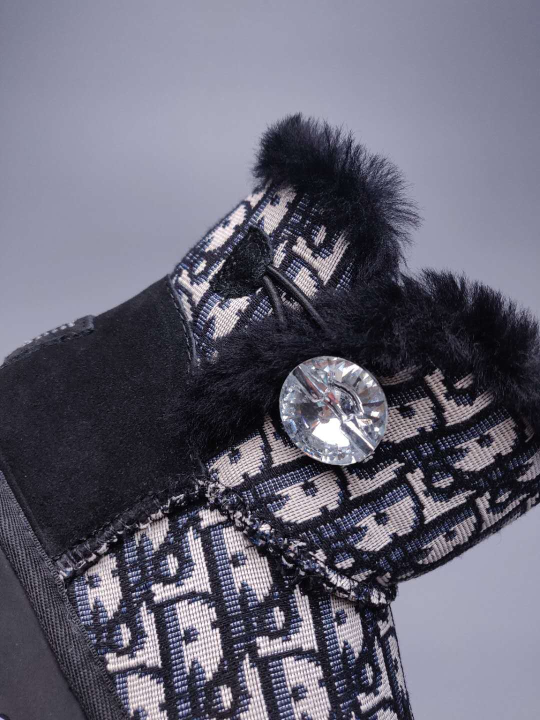 6554 Dior-Inspired Textured Boots – Black (In Stock)