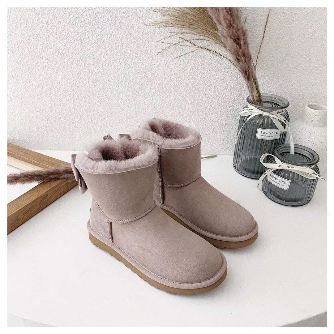 3130 Chic Bow Detail Ankle Boots – Dusty Pink (In Stock)