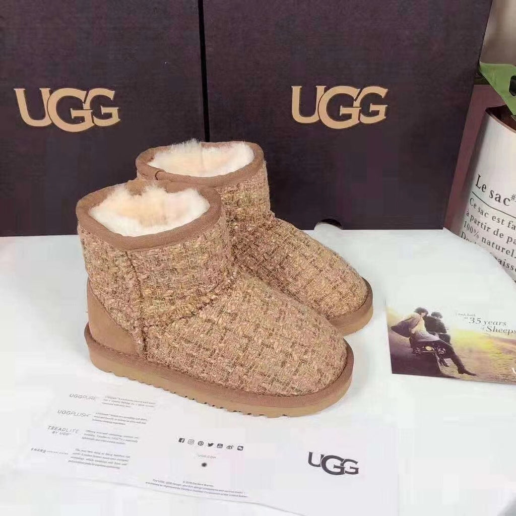 5854 Kids Chanel-Style Snow Boots – Fragrant Chestnut (New Arrival)