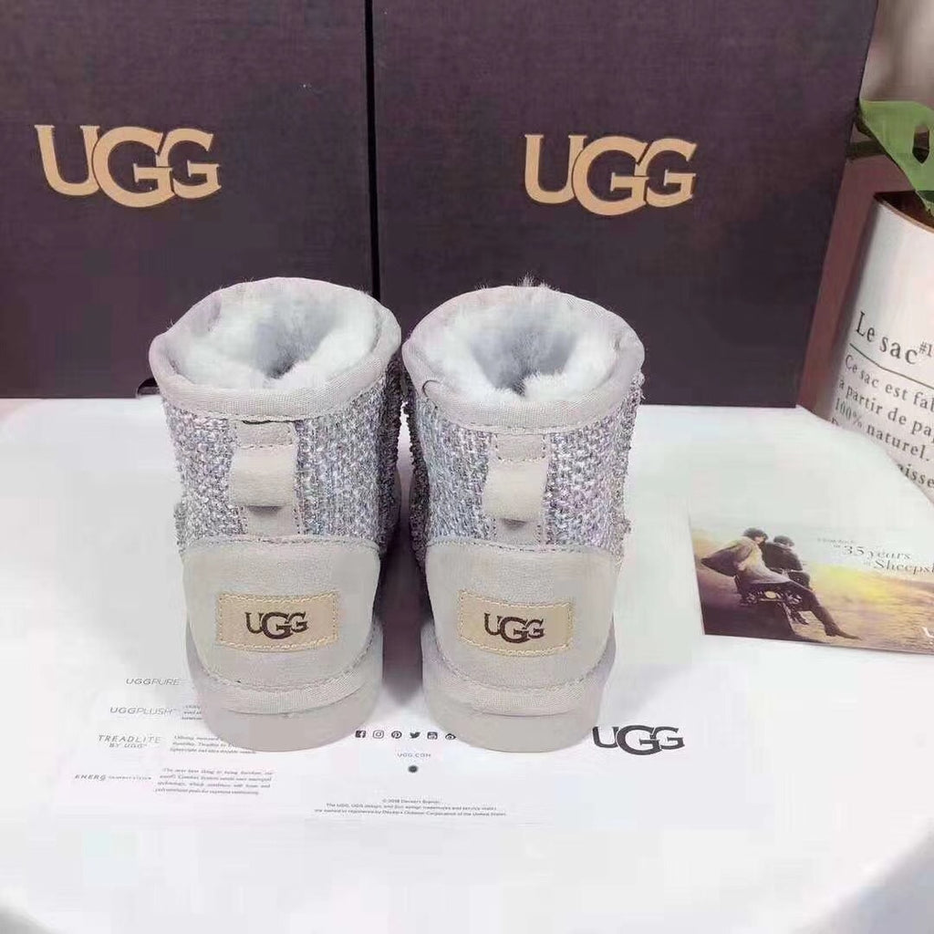 5854 Kids Chanel-Style Snow Boots – Fragrant Gray (New Arrival)