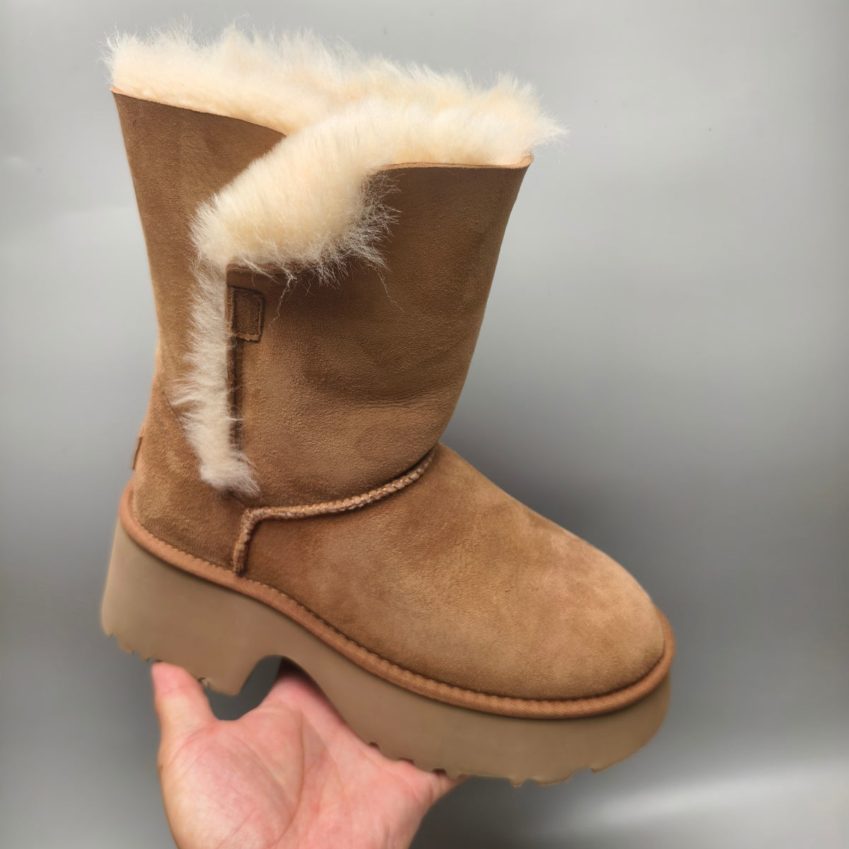 1533 Wedge Chunky Mid-Calf Fashion Boots – Chestnut (In Stock)