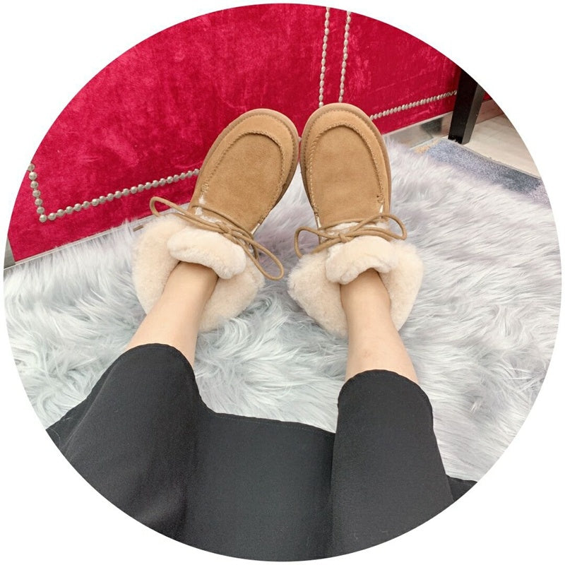 3090 Fluffy Lace-Up Ankle Boots – Chestnut (In Stock)