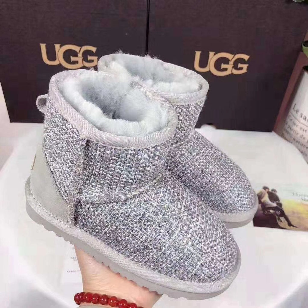 5854 Kids Chanel-Style Snow Boots – Fragrant Gray (New Arrival)