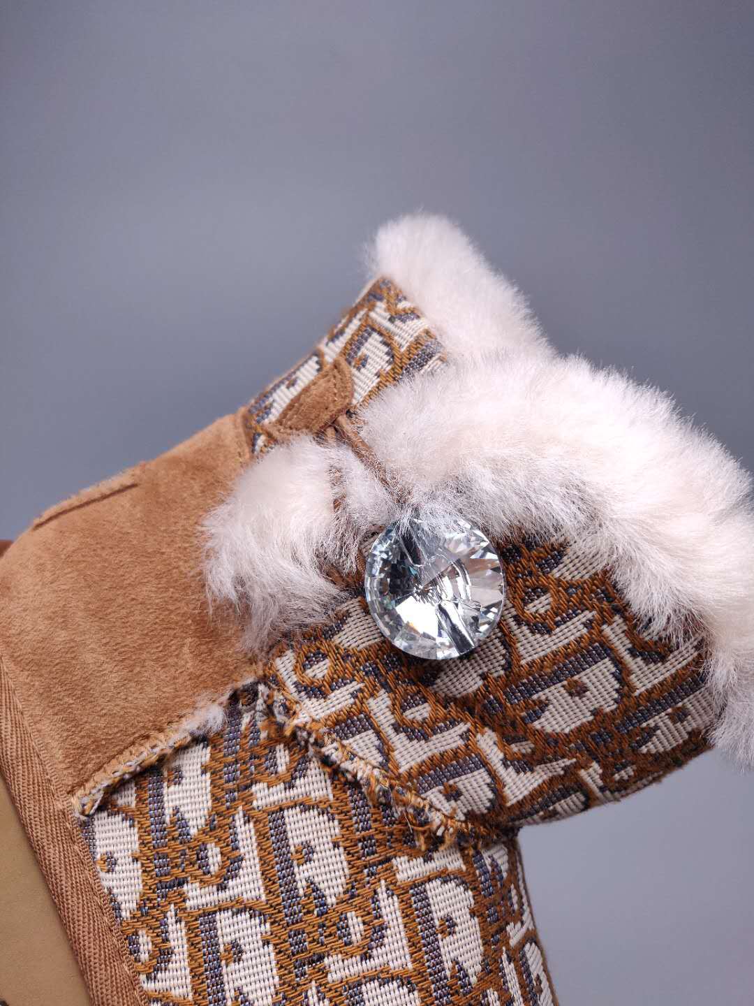 6554 Dior-Inspired Textured Boots – Chestnut (In Stock)