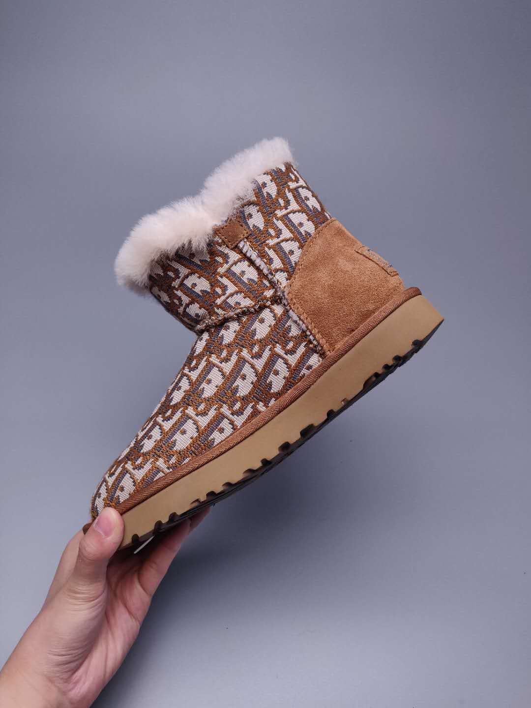 6554 Dior-Inspired Textured Boots – Chestnut (In Stock)