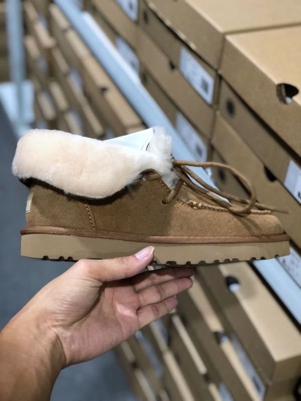 3090 Fluffy Lace-Up Ankle Boots – Chestnut (In Stock)