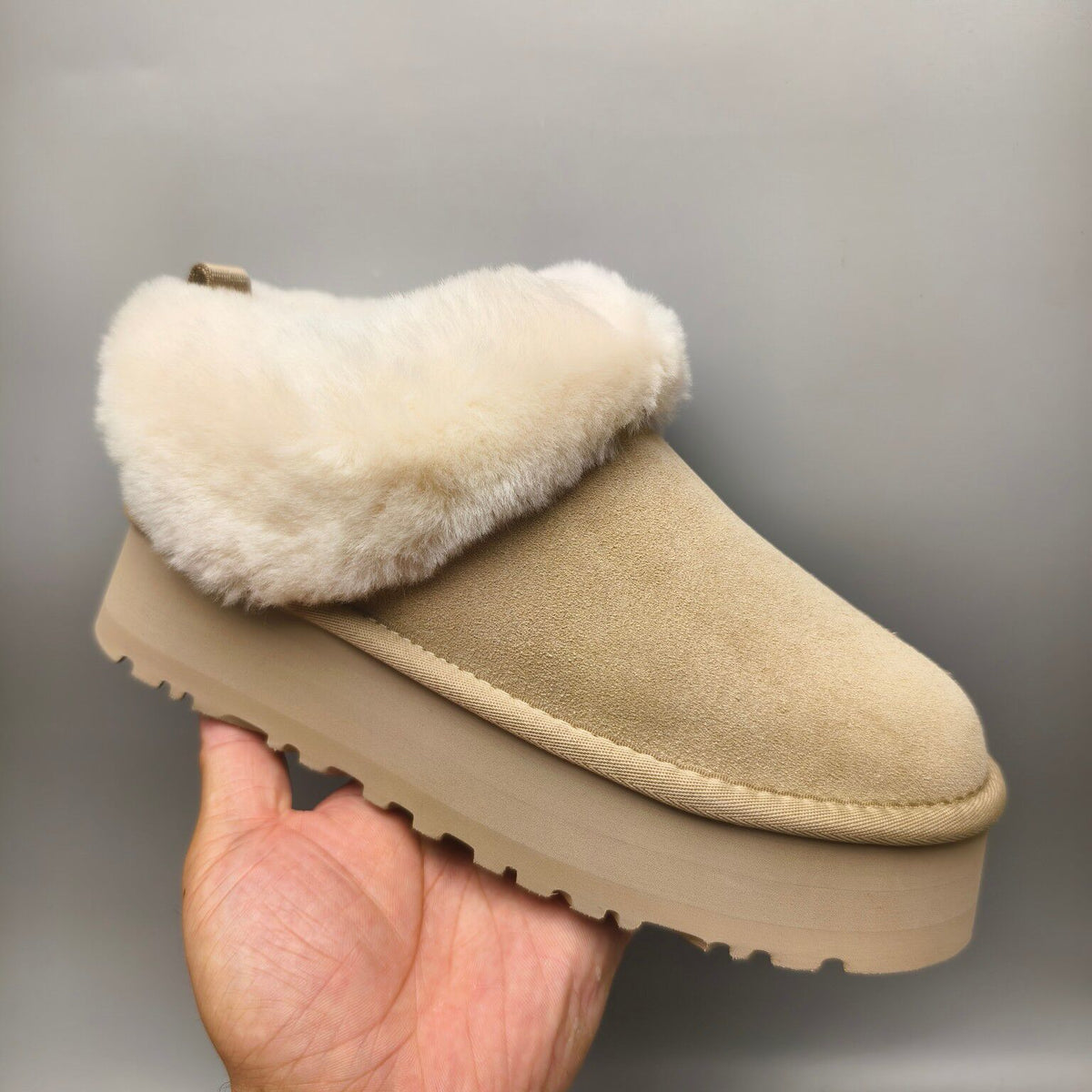1393 Chunky Sole Suede Slip-On Lazy Shoes – Sand (In Stock)