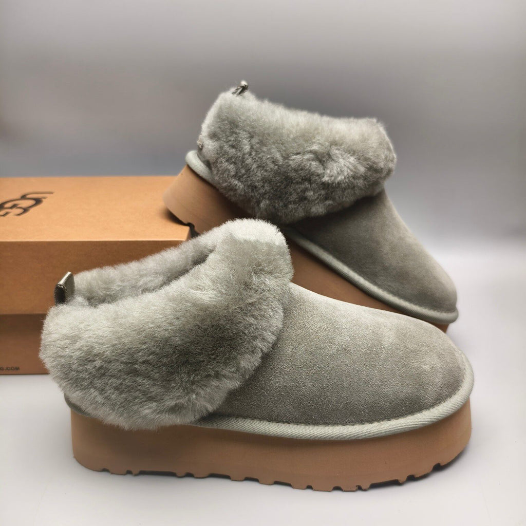 1393 Chunky Sole Suede Slip-On Lazy Shoes – Green (In Stock)