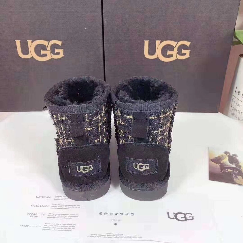 5854 Kids Chanel-Style Snow Boots – Fragrant Black (New Arrival)
