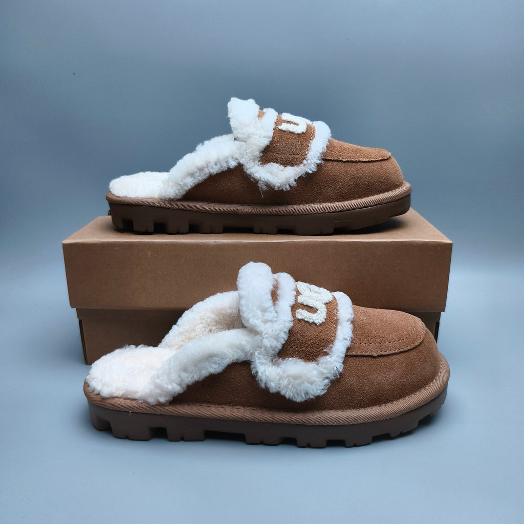 1206 Fluffy Big Logo Casual Slippers – Chestnut (In Stock)