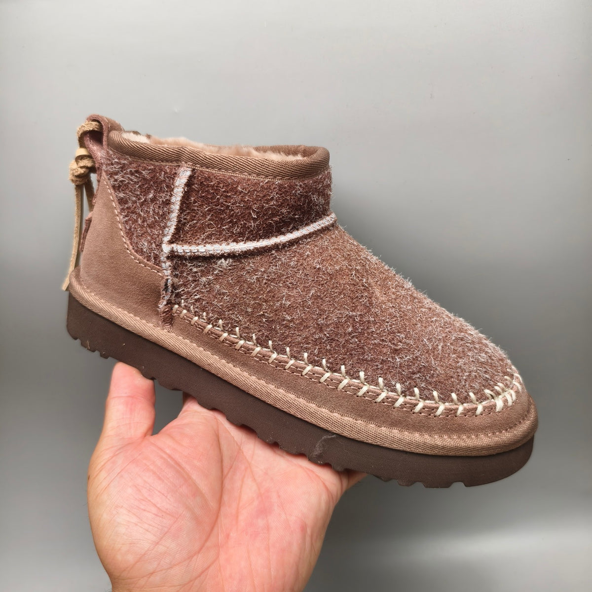 1538 Suede Back Strap Boots – Brown (In Stock)