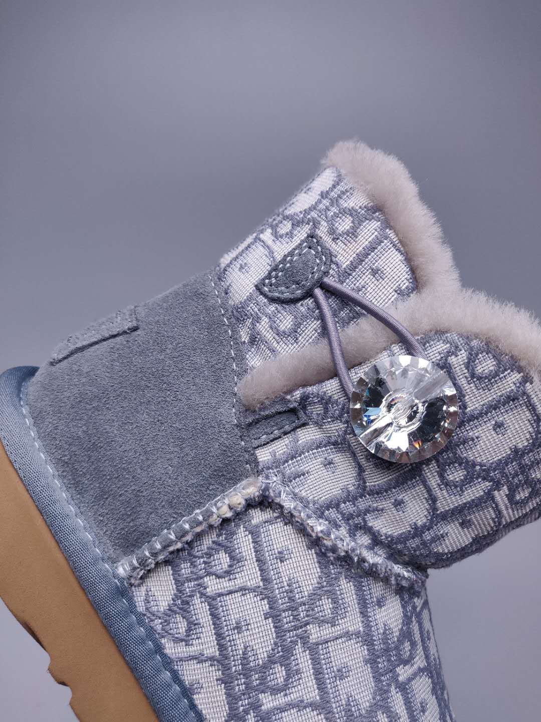 6554 Dior-Inspired Textured Boots – Gray (In Stock)