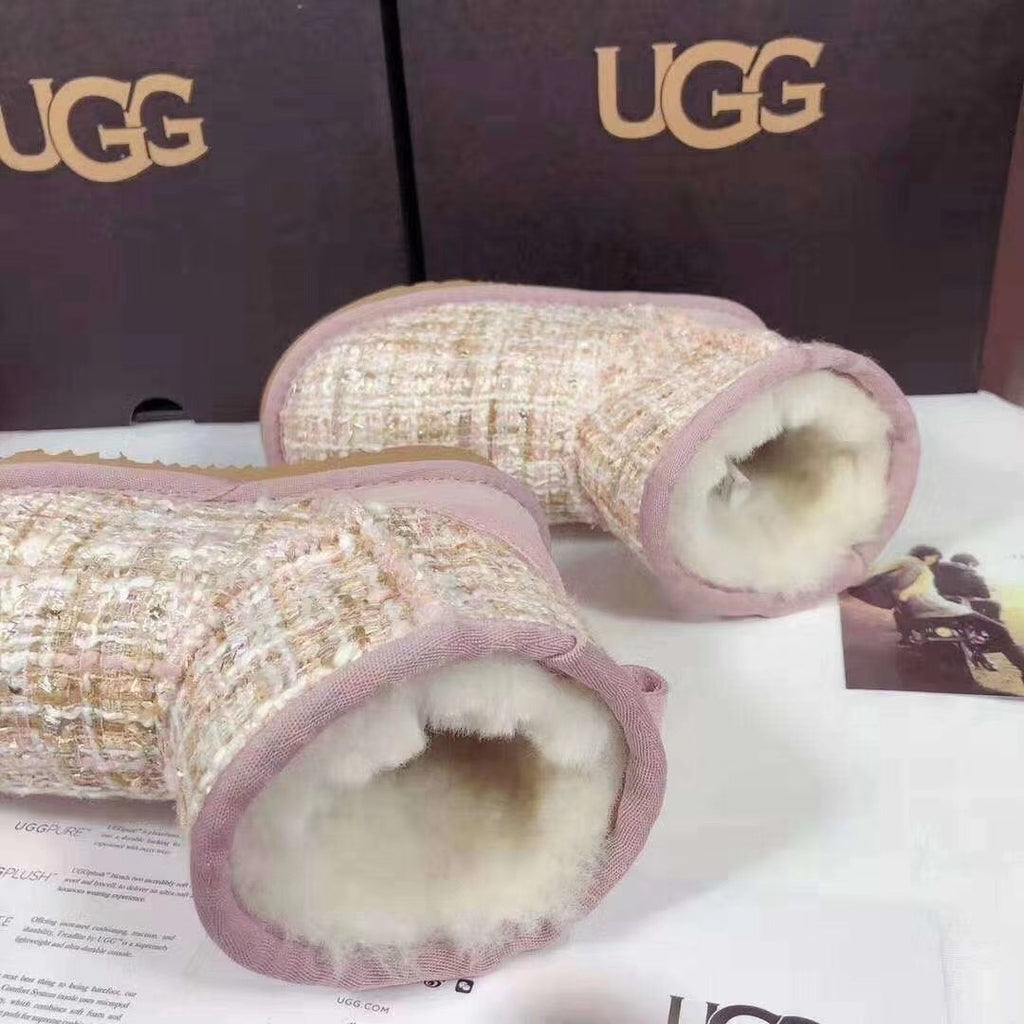 5854 Kids Chanel-Style Snow Boots – Fragrant Pink (New Arrival)