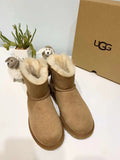 2938 Mukes Winter Collection – Bow Glitter Detail Shoes in Chestnut