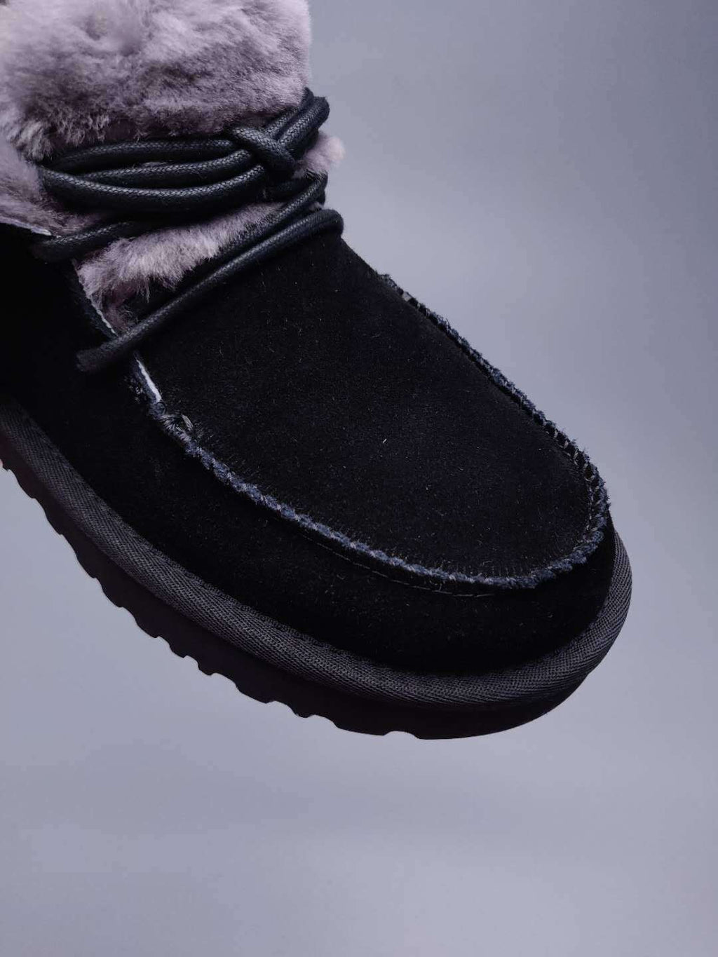 3090 Fluffy Lace-Up Ankle Boots – Black (In Stock)