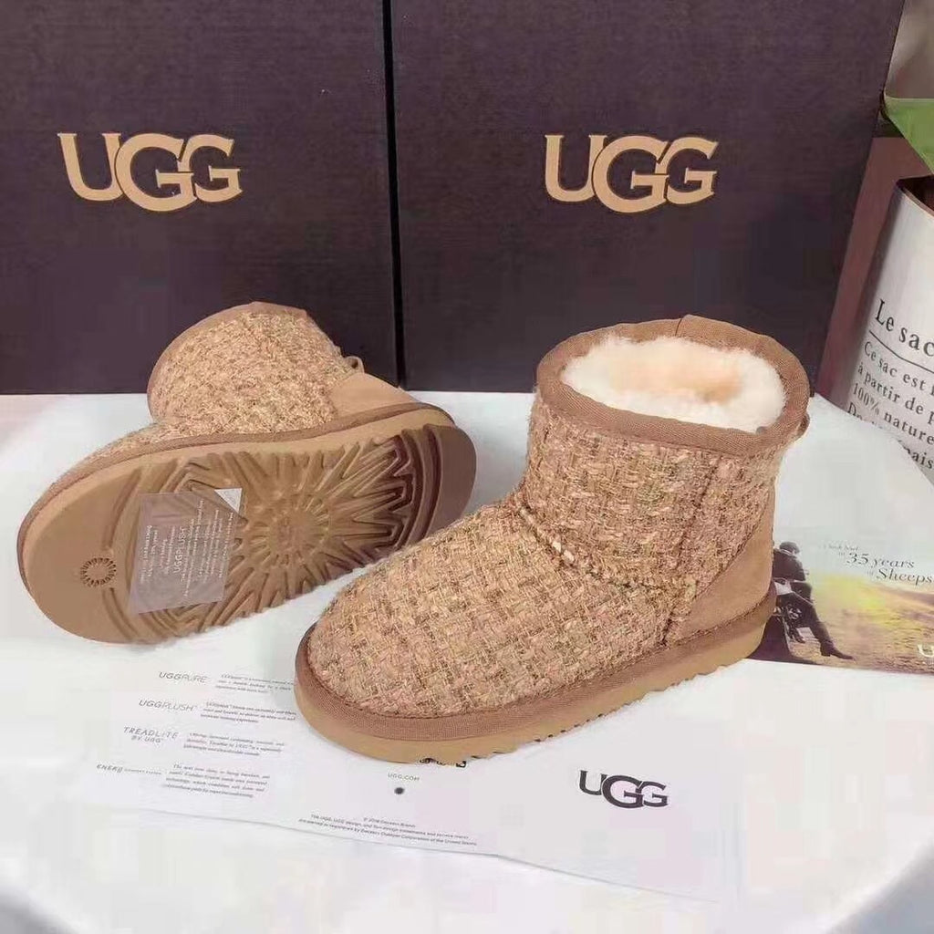5854 Kids Chanel-Style Snow Boots – Fragrant Chestnut (New Arrival)