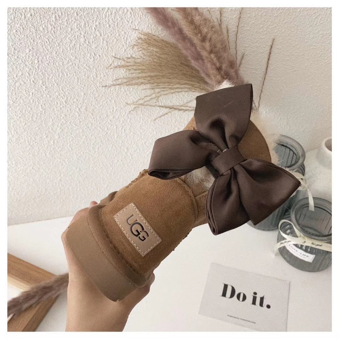 3130 Chic Bow Detail Ankle Boots – Chestnut (In Stock)