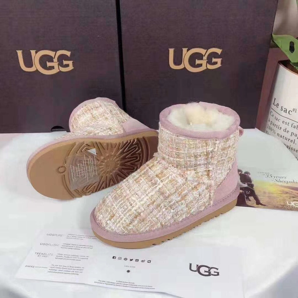 5854 Kids Chanel-Style Snow Boots – Fragrant Pink (New Arrival)