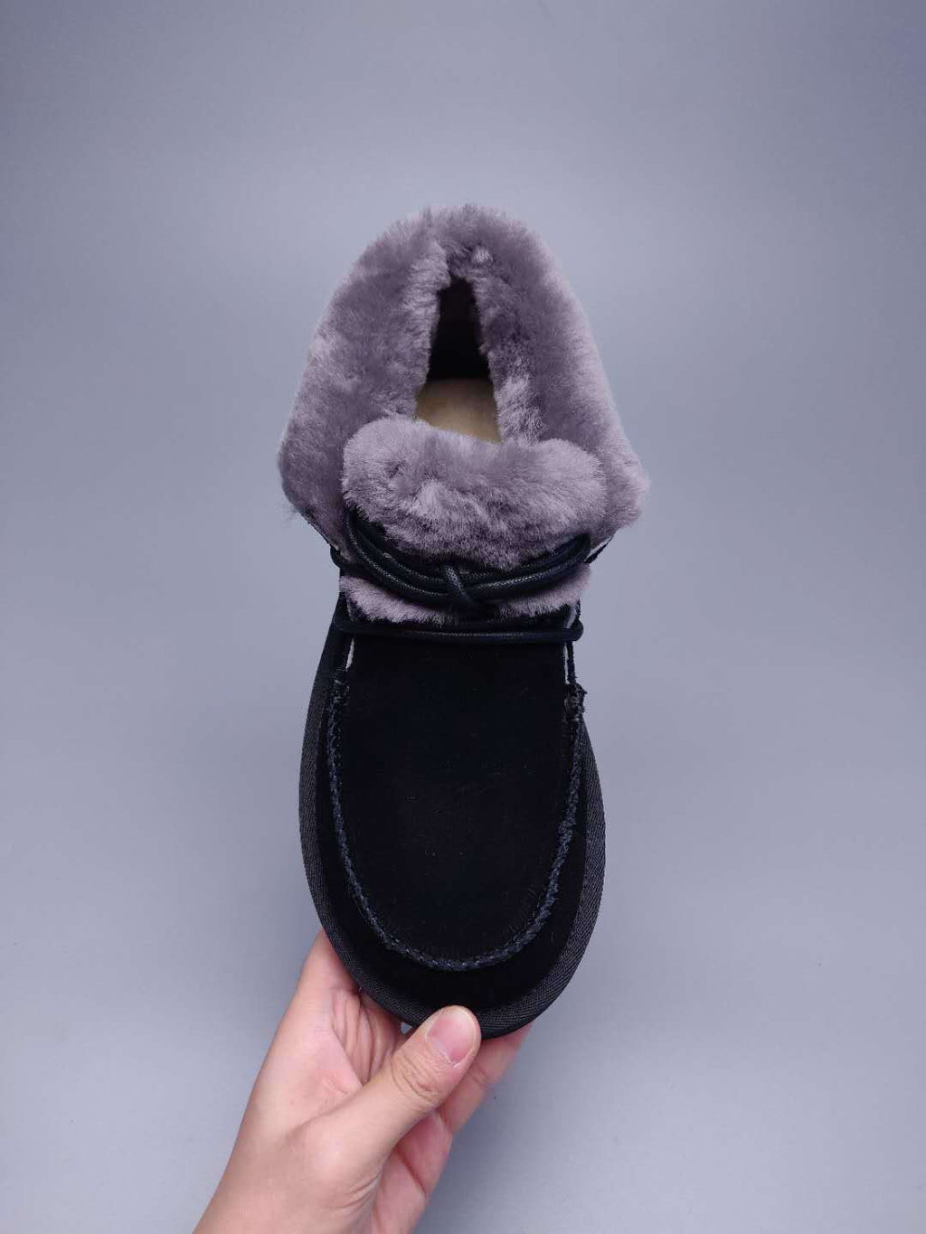 3090 Fluffy Lace-Up Ankle Boots – Black (In Stock)
