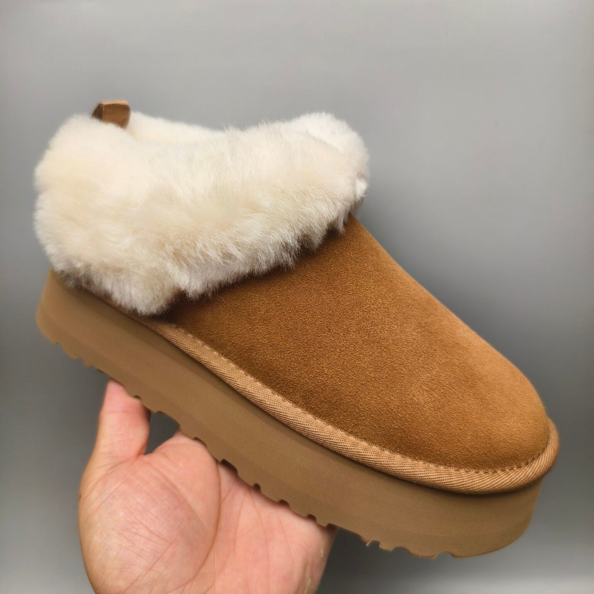 1393 Chunky Sole Suede Slip-On Lazy Shoes – Chestnut (In Stock)