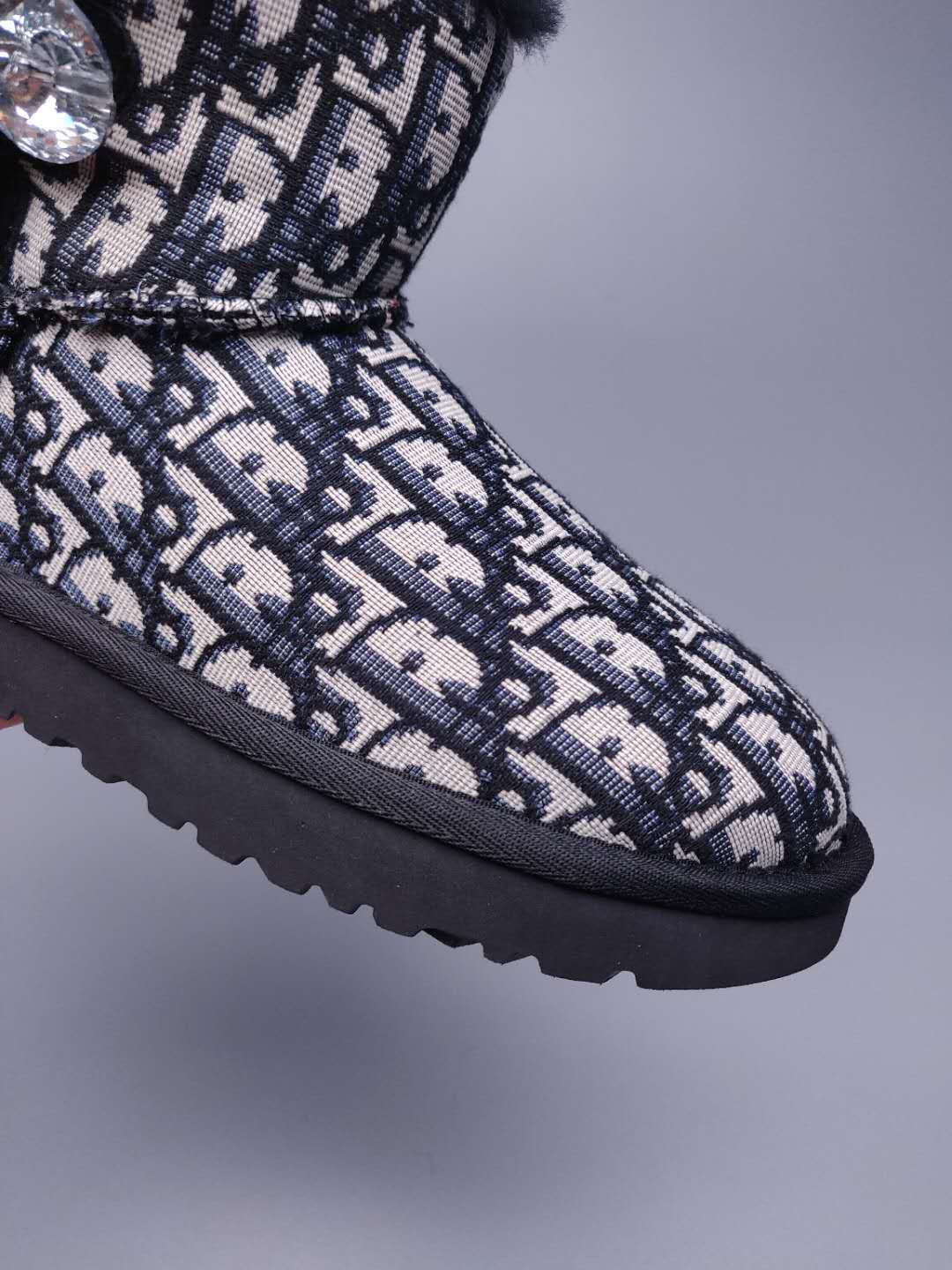 6554 Dior-Inspired Textured Boots – Black (In Stock)